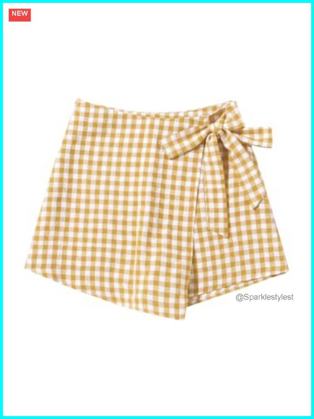 Gingham Tie Side Wrap Skort High Waisted Zip Up Asymmetrical Shorts